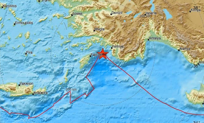 Σεισμός 3,4 Ρίχτερ ανατολικά της Ρόδου